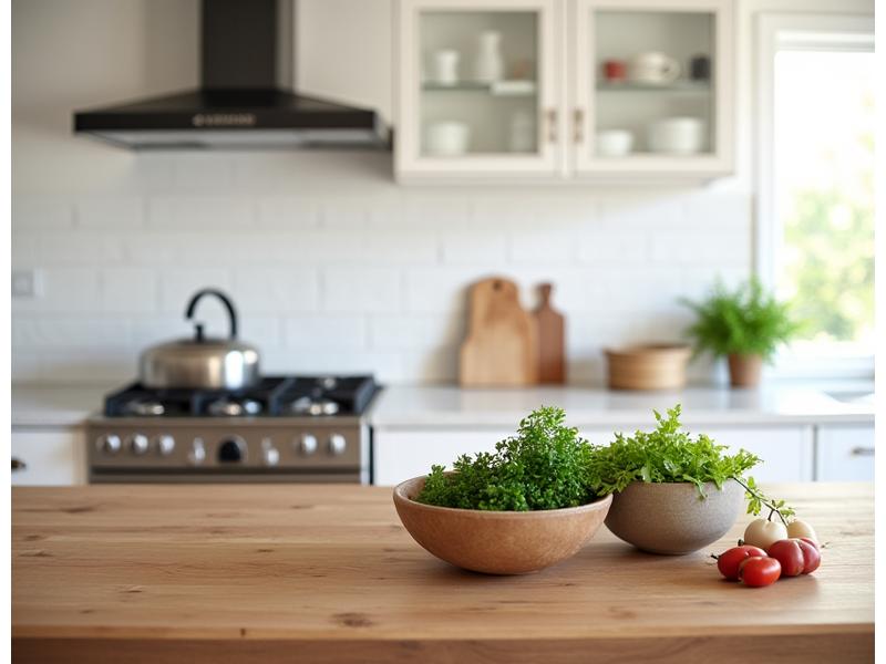 Detaljbilde av Landlig Idyll, moderne kjøkken på gård