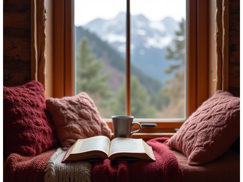 Detaljbilde av Varm Hytteatmosfære, stue med utsikt